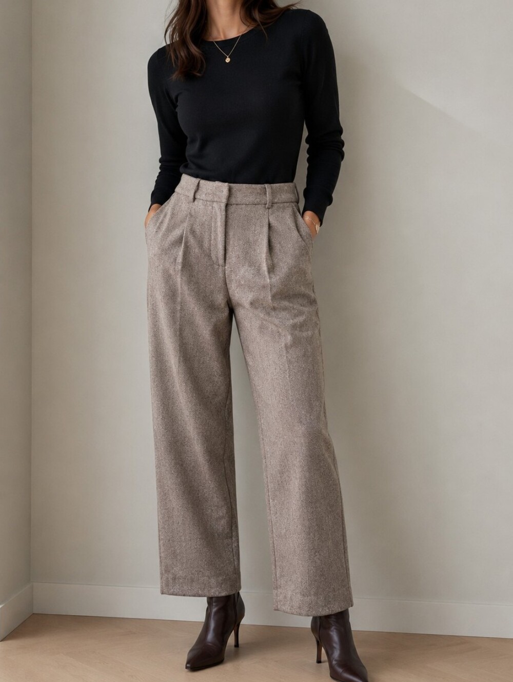 Banana Republic Wool Blend Herringbone Tan Straight Leg Trouser Pants Size O P
